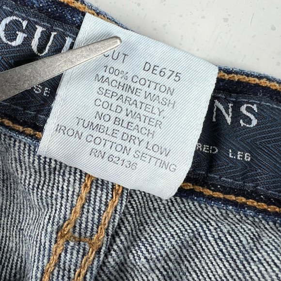 VTG 90s Guess Jeans Men's 29* Pascal Loose Tapered Dark Blue Cotton Denim Tag 33 - Picture 8 of 16